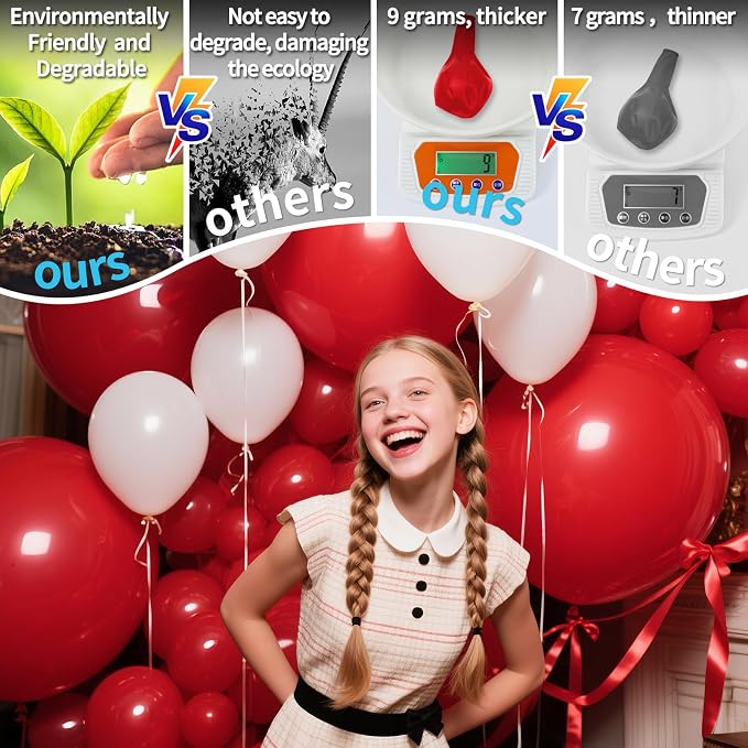Red Big Balloons 32pcs, 18 Inch Large Latex Giant Heavy Duty Balloons - Image 3