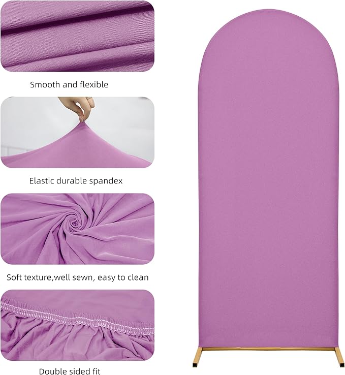 6.6FT Wedding Arch Covers Arch Backdrop Cover Arch Stand Covers Set Arch Cover Spandex Fabric Stretchy Backdrop for Wedding Birthday Party Decoration Baby Shower (Lilac)