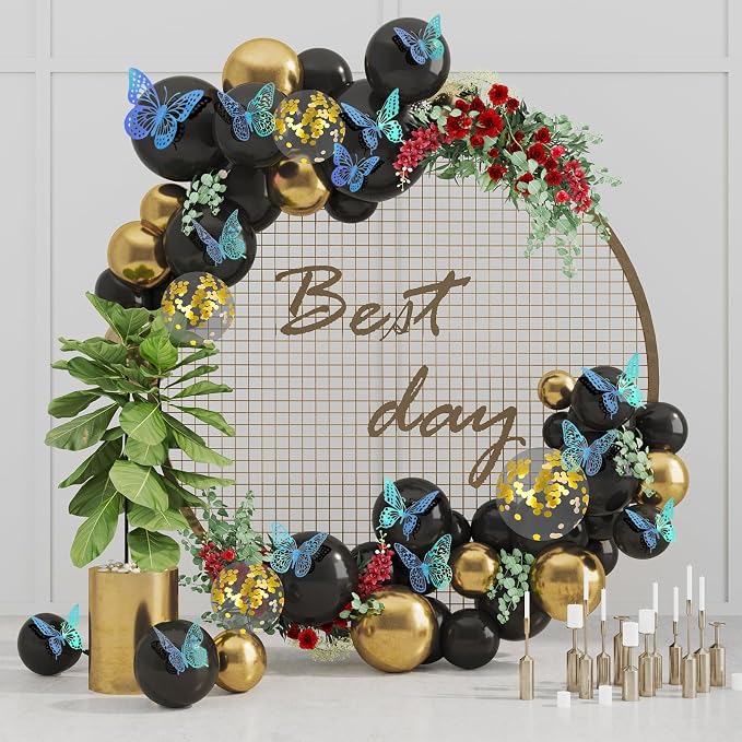 SAOROPEB 3D Butterfly Wall Decor 48 Pcs Laser Blue Butterfly Decorations | 4 - Image 2