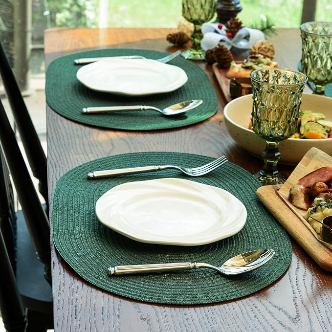Placemats Set of 8, Woven Oval Braided Dining Table Mats | 12 x 17.5 Inch Size - Image 5