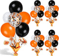 4 Set Halloween Balloons Black Orange Confetti White Balloon Stand Centerpiece by Unknown