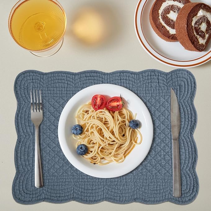 HOMBYS Quilted Placemats Set of 6 Washable-13x18 inches Rectangular Placemats - Image 4