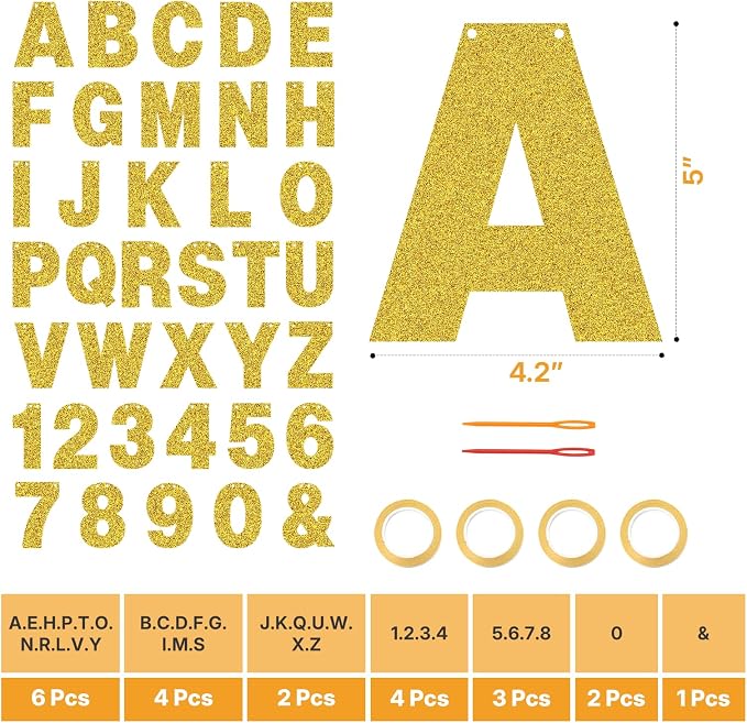 146 PCS DIY Glitter Letter Banner Kit, A-Z Letters & Numbers, Graduation - Image 2
