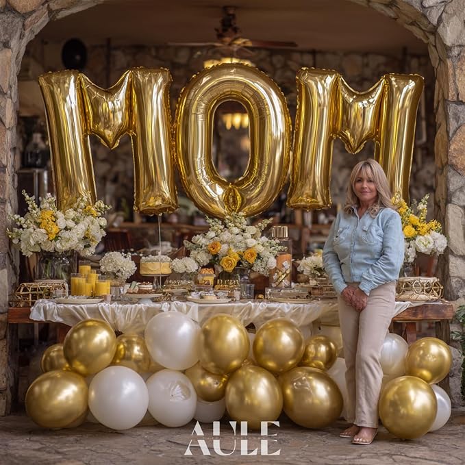 AULE 40 Inch Gold E Balloon Letter Foil A-Z Birthday Big Alphabet | Birthday - Image 5