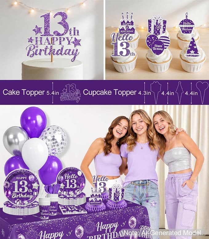 purple 13th birthday decorations - Image 6