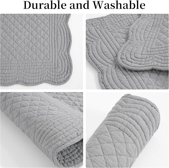 HOMBYS Quilted Placemats Set of 6 Washable-13x18 inches Rectangular Placemats - Image 7