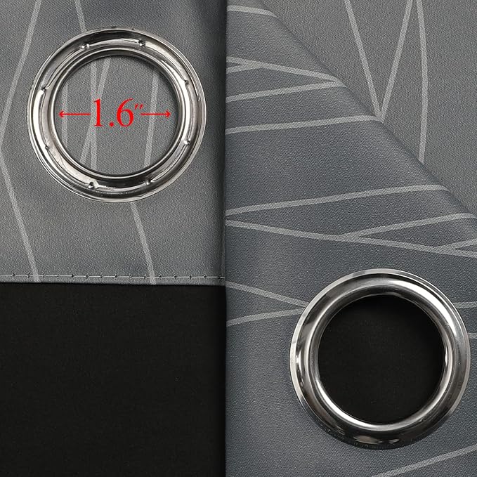 Grey and Grayish White Blackout Curtains 108 Inches Long, Thermal Insulated - Image 7