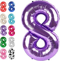 Purple Number 8 Balloon 40 inch, Balloon numbers party supplies, deco photo by Upgesy
