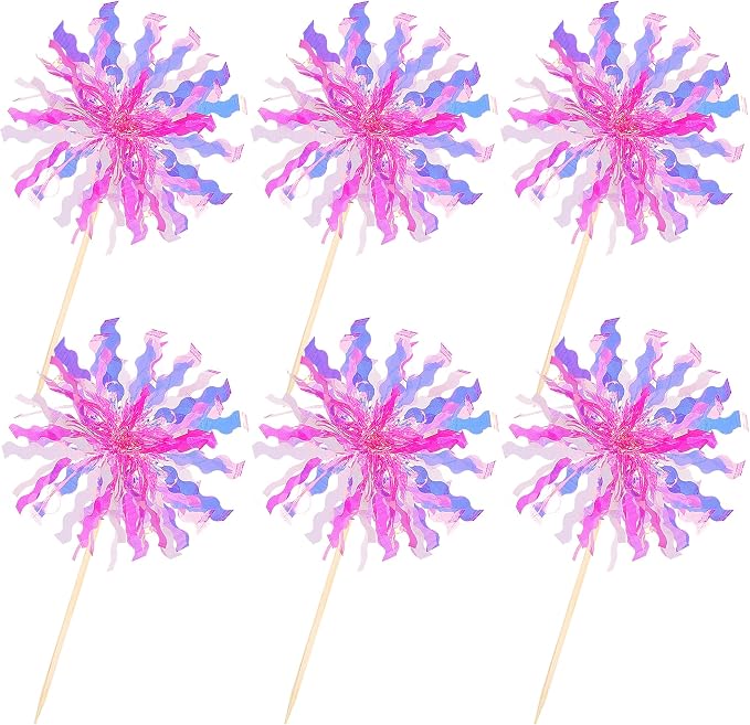30 PCS Foil Firework Cupcake Toppers Sparkle Tinsel Cupcake Picks Happy - Image 3
