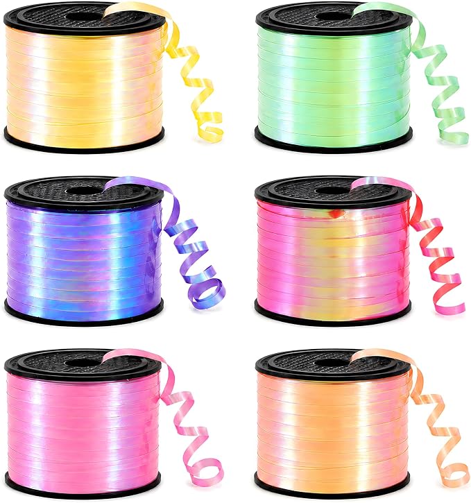 BEISHIDA 6 Assorted Colors Shiny Curling Ribbons Balloon String Ribbons by Beishida