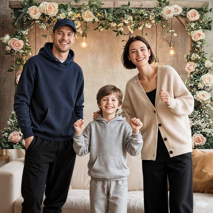 10x10ft Country Wedding Photography Backdrop Floral Rustic Roses Farmhouse Wooden Door Backdrop Pink Flower Birthday Baby Shower Wedding Bridal Party Banner Photo Booth Props Anniversary Background