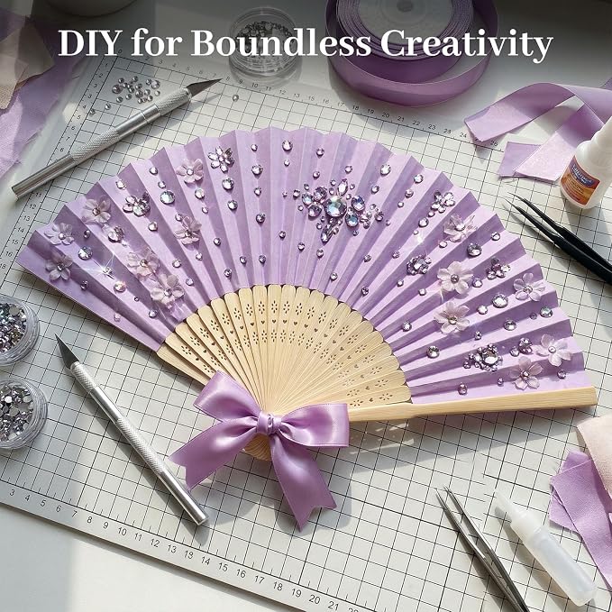 JOHOUSE 12 PCS Color Paper Fans Handheld, 8.3 Inch Foldable Hand Fan | Rainbow - Image 5