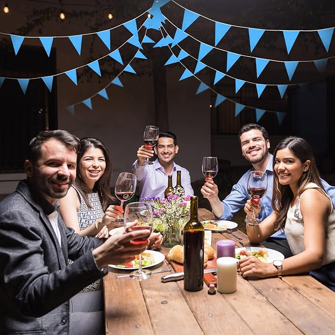 Tatuo 200 Feet Solid Pennant Banners Flags String Triangle Hanging DIY Bunting Flags Party Decorations for Grand Opening Party Banners for Kids Birthday, Shops (Blue)