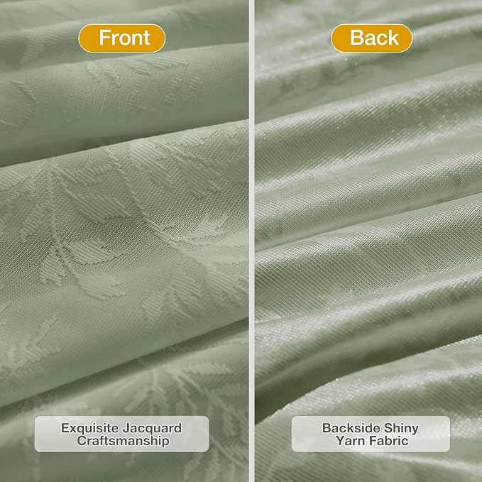 Anmao Sage Green Semi Sheer Light Filtering Short Curtains 45 Inches Long 2 - Image 3