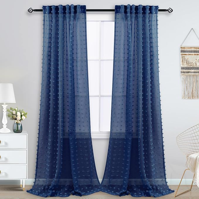 Indigo Royal Blue Sheer Curtains 96 Inches Long - Image 7