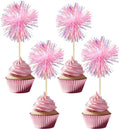 Gyufise 30Pcs Foil Firework Cupcake Toppers Sparkle Tinsel Cake Toppers Tinsel by Gyufise
