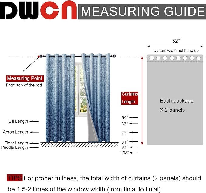 DWCN 100% Blackout Curtains for Bedroom 54 Inch Long - Image 7