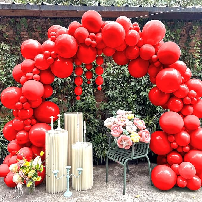 200 Pieces Red Balloon Garland Arch Kit Red Latex Balloons Different Sizes by BHUCUTU