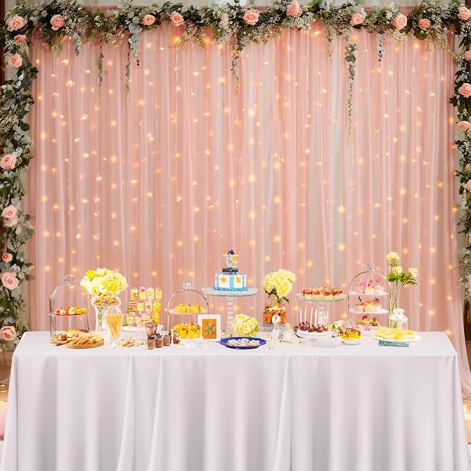 30x8ft Peach Tulle Backdrop Curtain - Image 8