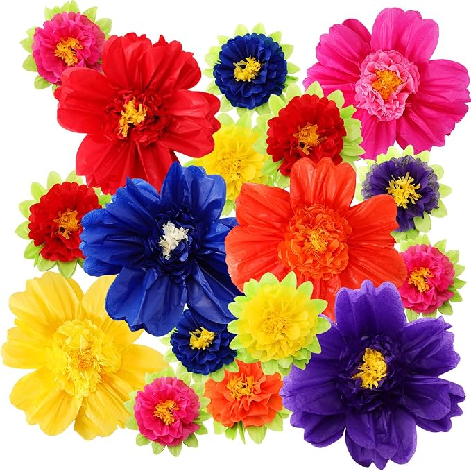 TaoBary Large Colorful Tissue Paper Flowers Giant Fiesta Paper Pom Poms by TaoBary