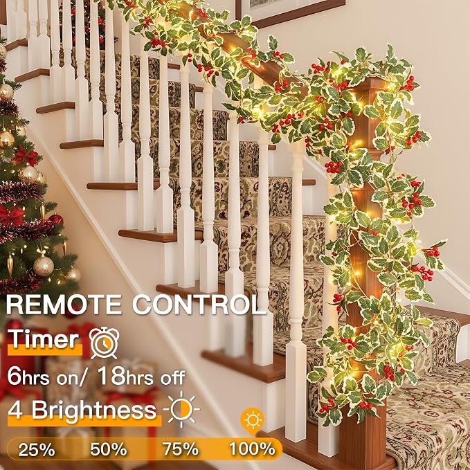 40 LED Christmas Fairy Lights Battery Powered, 12.5ft Vine String Lights - Image 6
