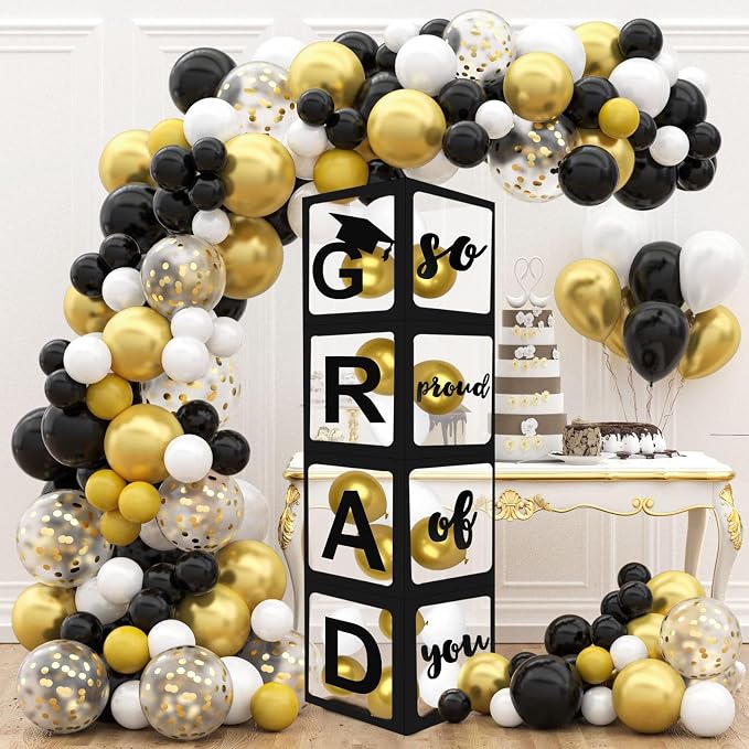 Pack of 4-12x12x12 Inches Black Clear GRAD Balloon Boxes - Image 5