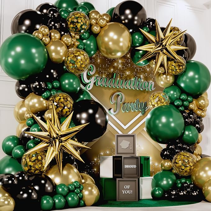 ALL-IN-1 Emerald Green Black Gold Balloons Arch Kit - Image 5