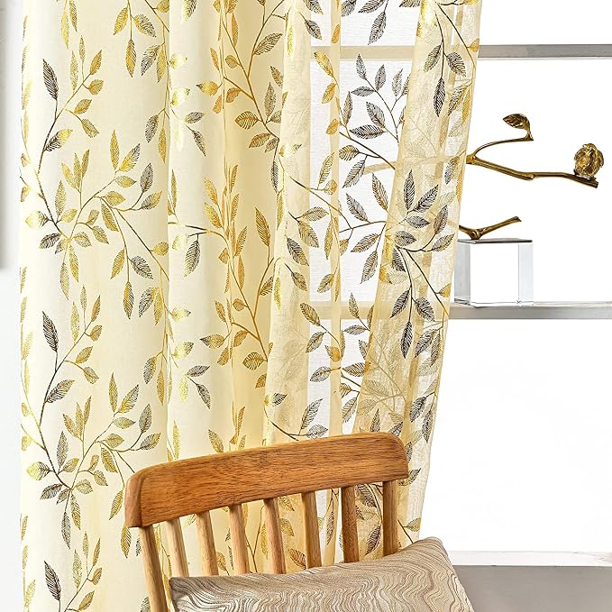 Sutuo Home Beige Sheer Curtains 72 Inch Length 2 Panels Set, Privacy Voile - Image 4