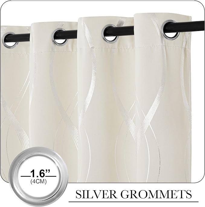 NICETOWN Beige Kitchen Curtains Small Blackout Panels 34 by 54 Inch, Window - Image 3