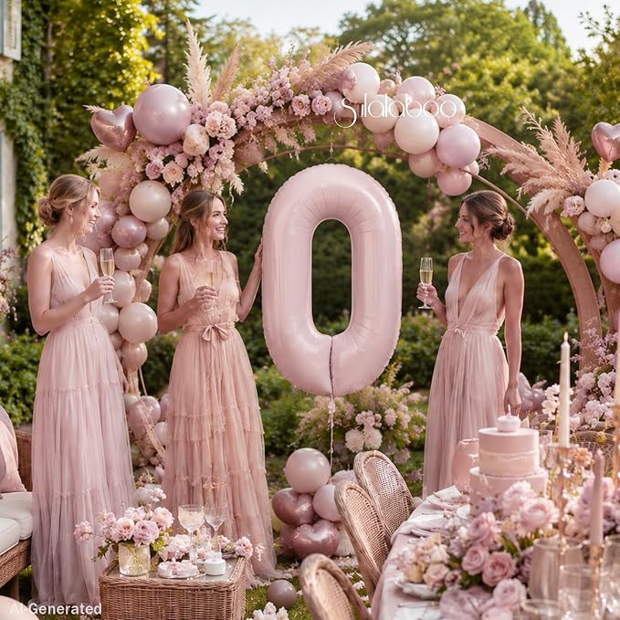 40 Inch Light Pink Number 0 Balloon 0-9 0th Foil Big Giant | Digital - Image 3