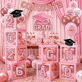 Pink Graduation Decorations 2026 Rose Gold Balloon Boxes by makegraduationunforgettable
