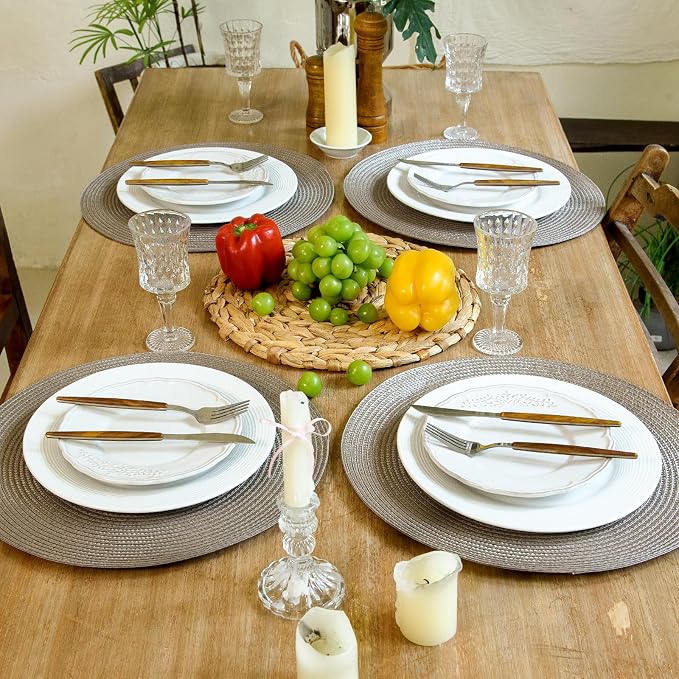 FunWheat Round Braided Placemats Set of 4 Table Mats - Image 8