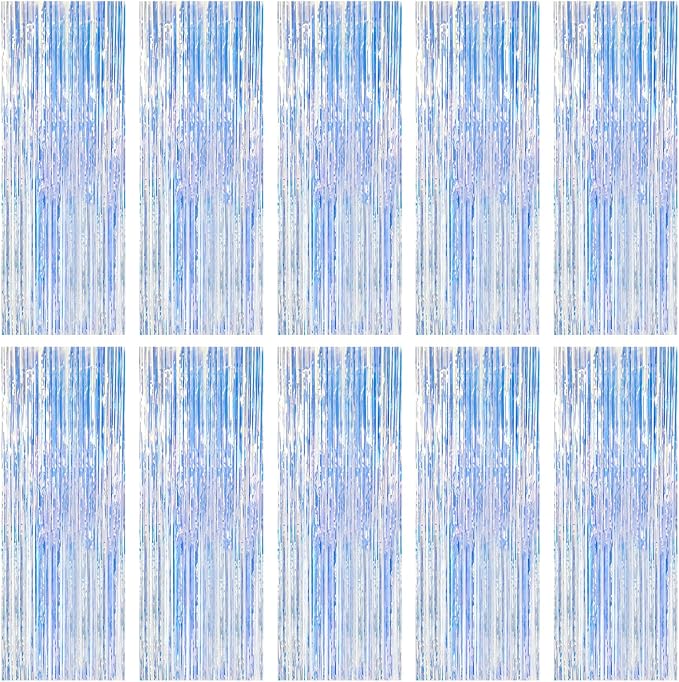 10 Pack Iridescent Backdrop Party Decorations Tinsel Curtain Party Backdrop by BOMSI