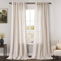 Extra Long Tan Beige Curtains 120 inch Length 2 Panels Set Back Tab Neutral by Nanspring
