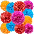 Rose Red Orange Blue Red Paper Pom Poms by We+Moment
