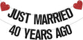 Just Married 40 Years Ago Banner, 40th Wedding Anniversary Party Banner by MiBautizo