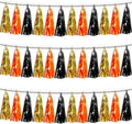 3P Orange Gold Black Tassel Banner Garland Metallic Foil Fringe Banner Tinsel by FENGNIAN