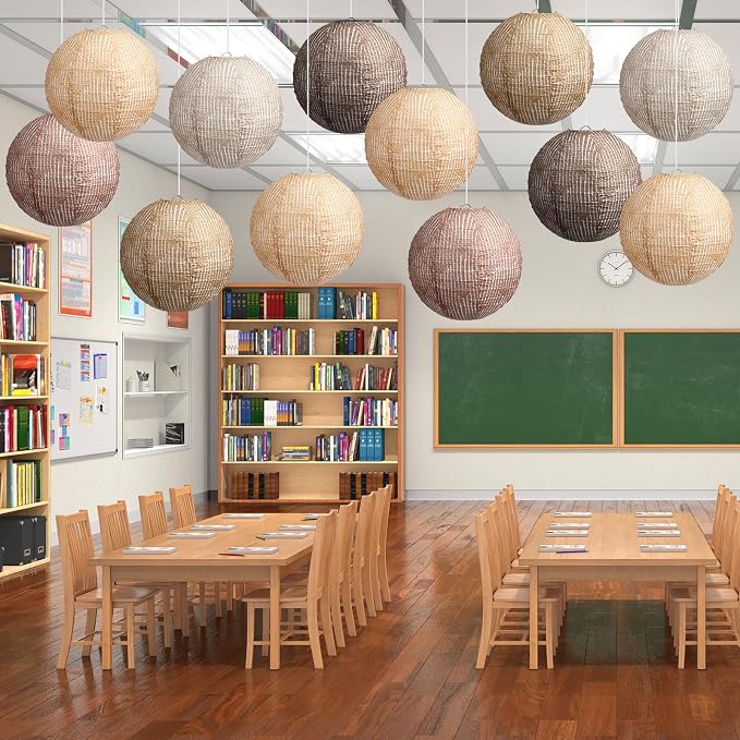 Rossesay 12 Pcs Burlap Hanging Paper Lantern 8 Inch Back to School Party - Image 6