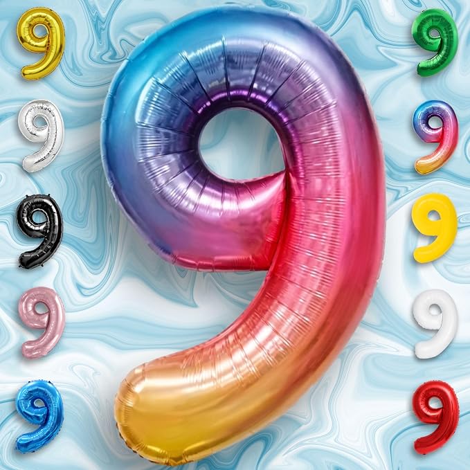 Rainbow Number Balloons 9 Mylar Foil 40 Inch - Image 6
