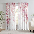Pink Floral Leaf Sheer Curtains by GOLDLAWN