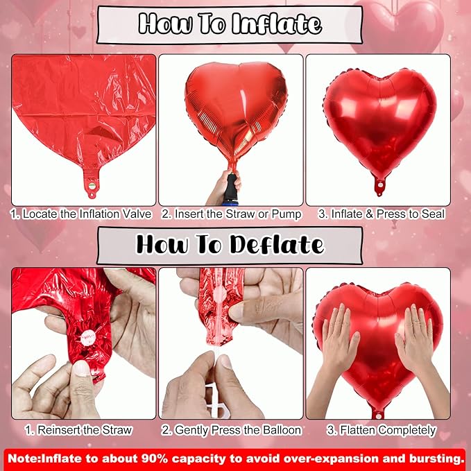 XOXO Balloons, 18 Inch Red Heart Foil Balloons, 16Inch Black Valentine Letters - Image 3