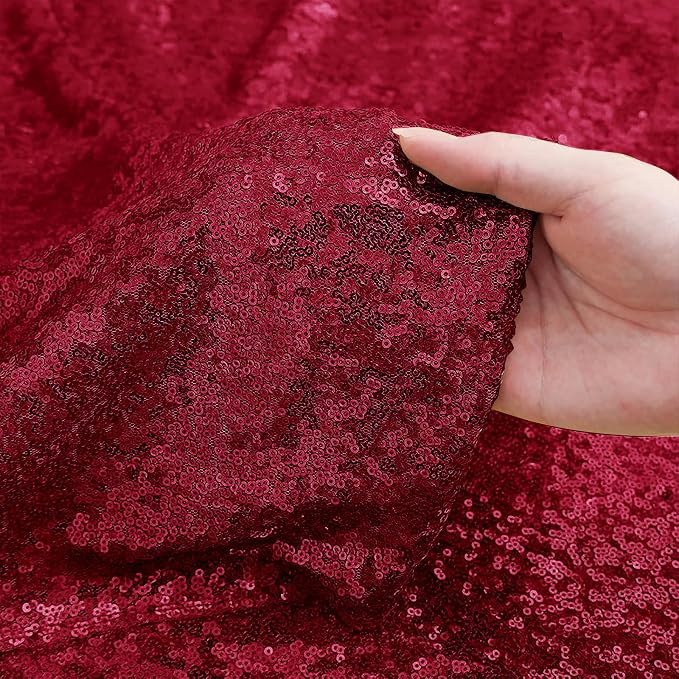 Sugargirl Burgundy Sequin Backdrop Curtain 4FTx8FT Glitter Burgundy Background - Image 5