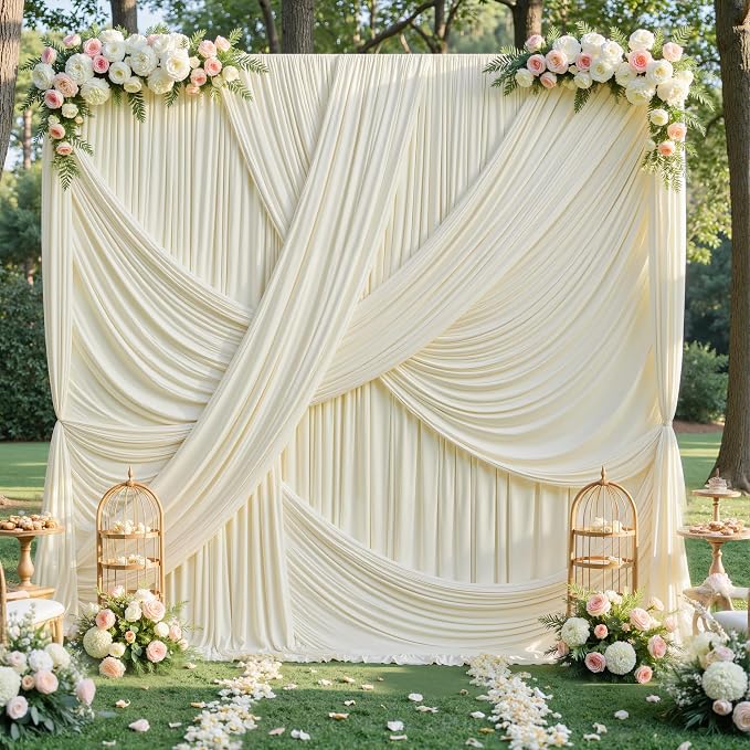 60ft×12ft Ivory Backdrop Curtain - Image 3