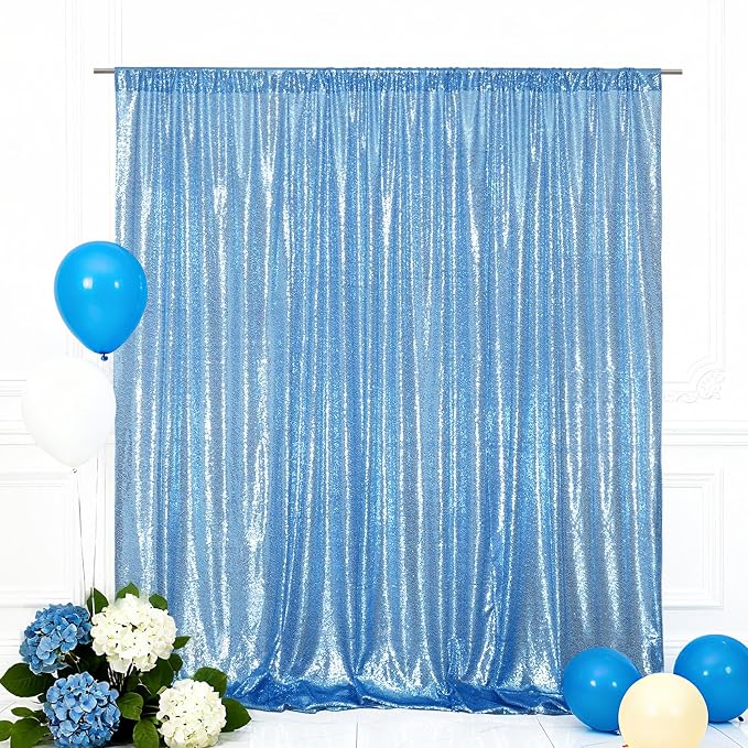 Eternal Beauty Baby Blue 3mm Sequin Backdrop 10x10 Ft by EternalBeauty