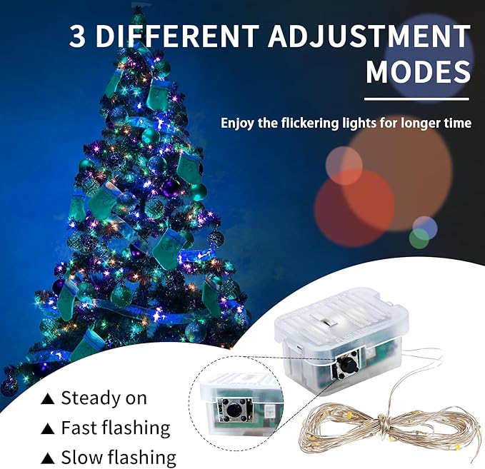 8 Pack Fairy Lights 7Ft 20 LED Twinkle String Lights 3 Modes Battery Operated Waterproof Firefly Starry for Mason Jar Party Wedding Christmas Valentines Day Table Centerpieces,Rainbow