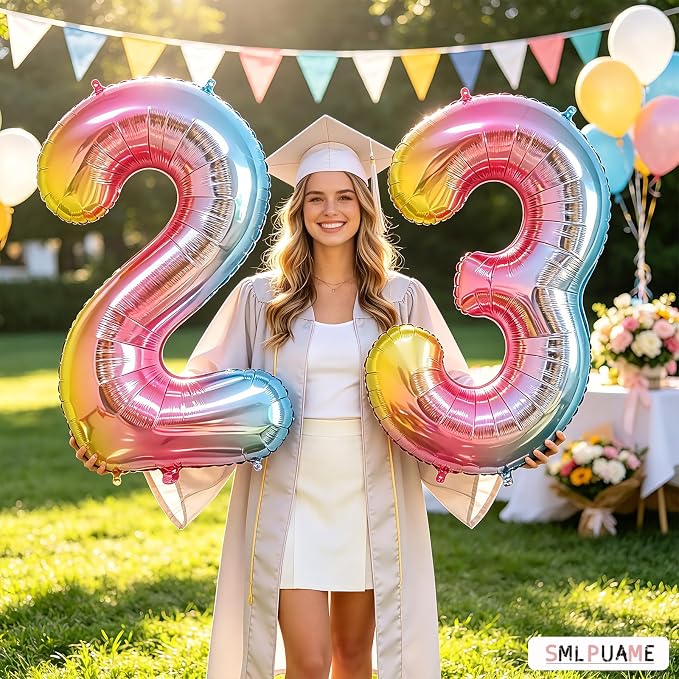 40 Inch Number Balloons 0-9 Rainbow Gradient Large Number 3 Balloons, Digital - Image 7