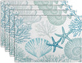 Nautical Coastal Blue Placemats Set of 4 Summer Teal Turquoise Beach Theme by Wnoesat