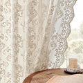 FOLKSIDE Khaki Lace Curtains 72 Inches Long 2 Panels Victorian Floral Sheer by FOLKSIDEHomeDecoration
