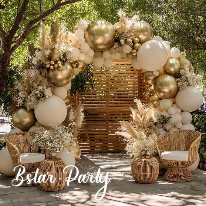 Chrome Metallic Gold Balloon Garland Arch Kit | Different Sizes Gold Balloons - Image 5