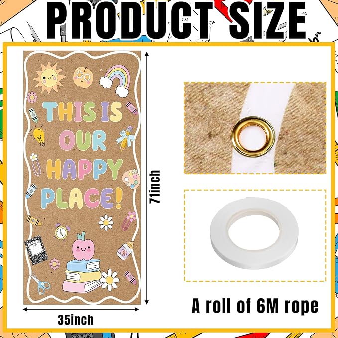 Tudomro Kraft Pastel Banner Back to School Backdrop Decor 71 x 35 Inch Kraft - Image 2